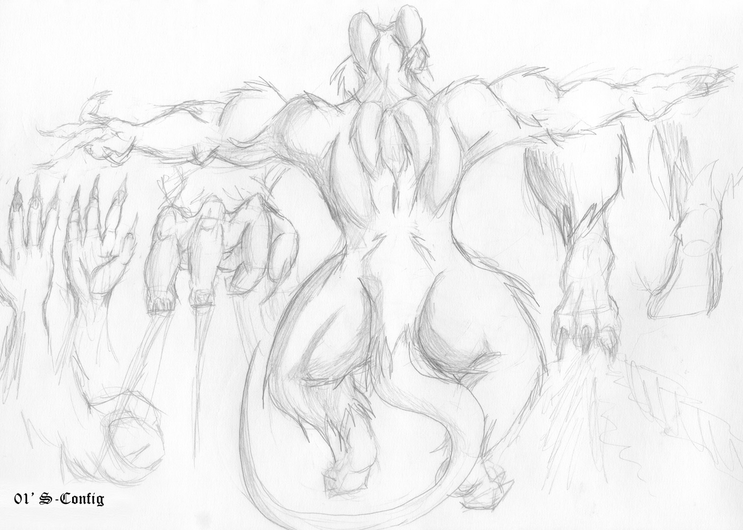 Vega the Rat Back, hand, the foot references - Sketch.
