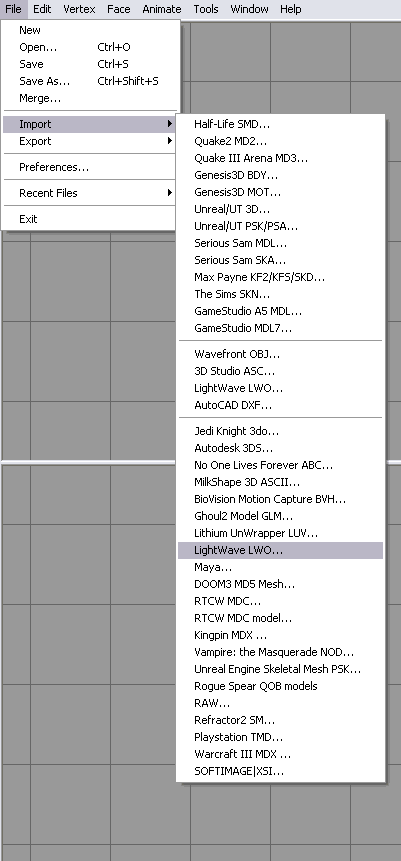 Lightwave LWO import 3d object to MilkShape3d