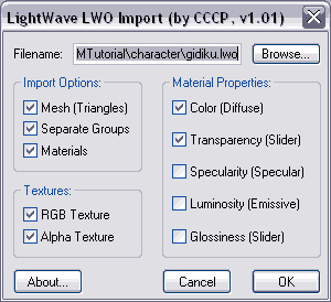 Default flags for Import Function Screen Capture