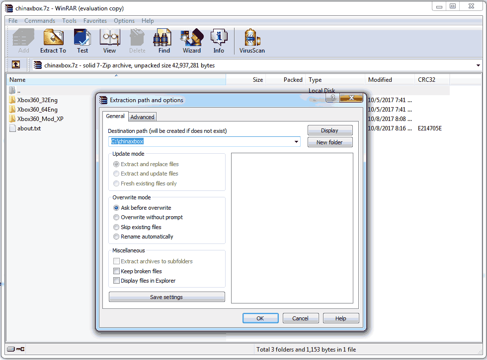 7-zip extraction and folders.