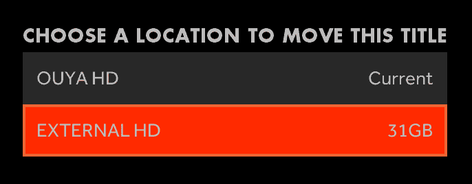 Ouya Support - Choose Location to Move Application.
