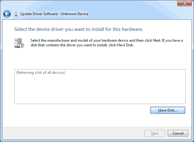 Update Device Software - Have Disk Button