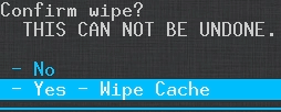 CWM - Ouya Cyanogen Mod - Confirm Wipe.