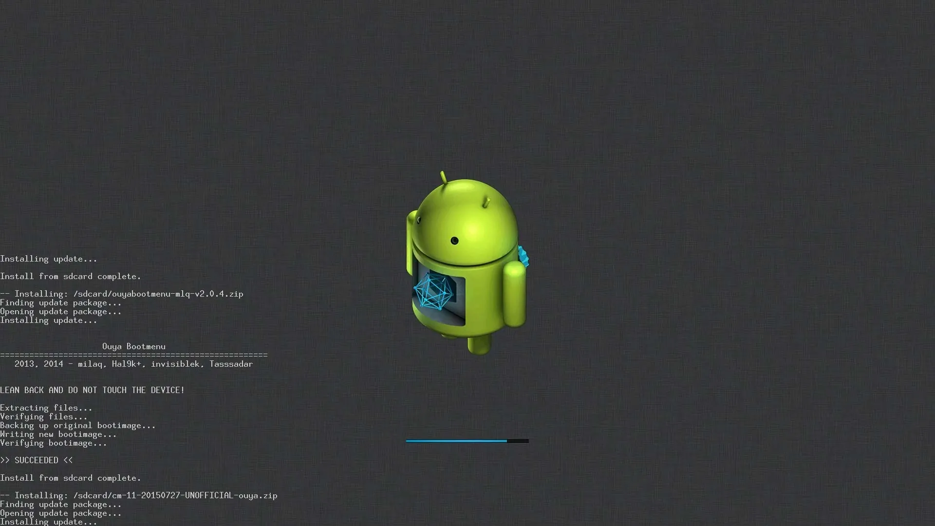 CWM - Ouya Cyanogen Mod - Installing Cyanogen.