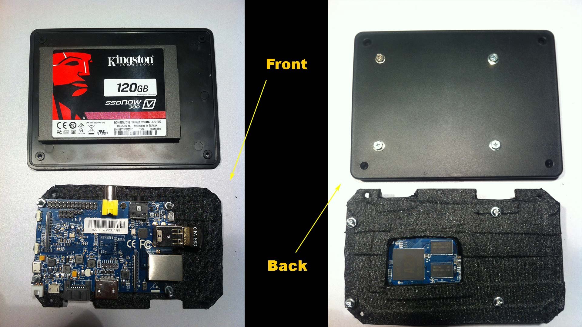 Banana Pi Case Mod v2.0 - mainboard and HHD front-back