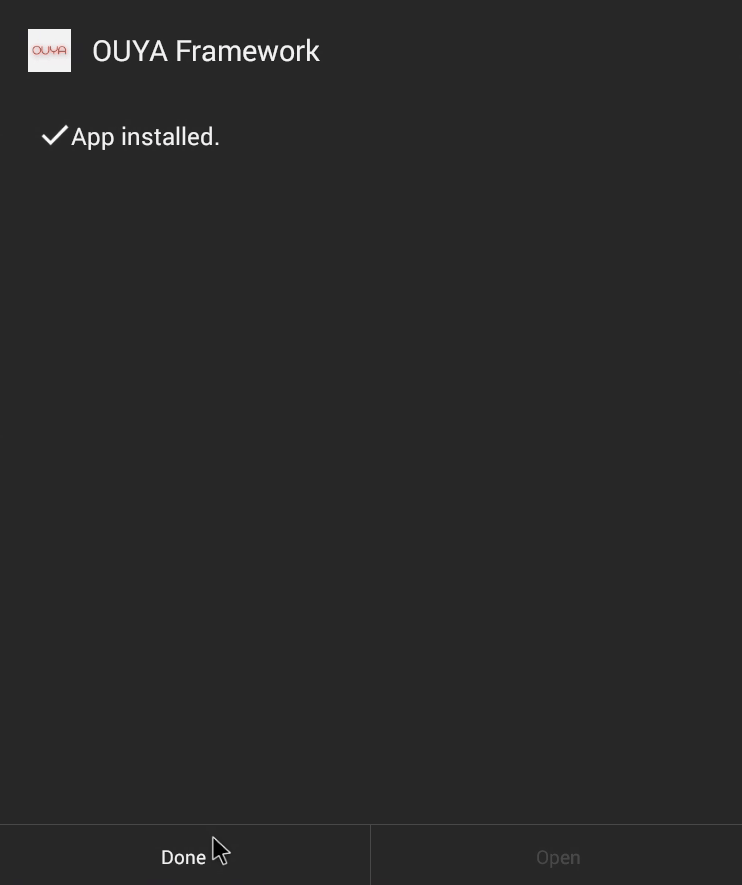 Ouya Anywhere - Installation Complete.