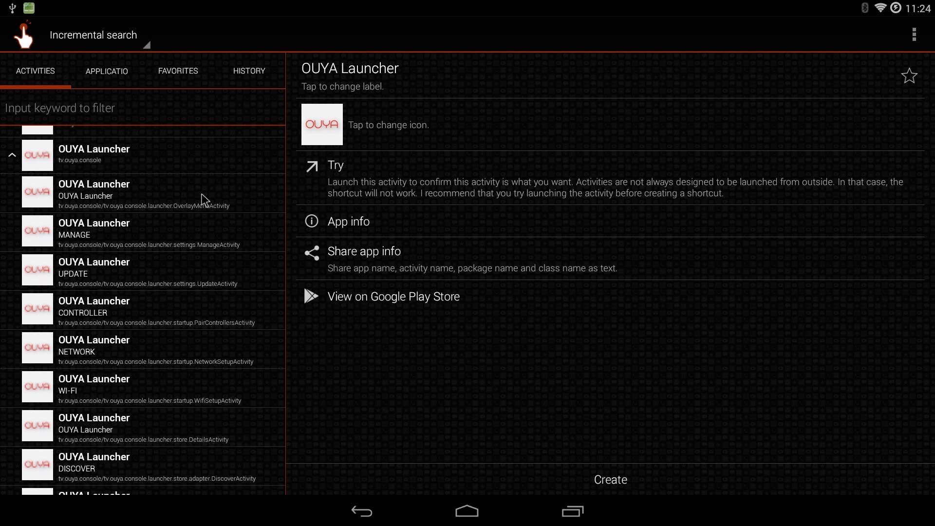 Quick Shortcut Maker - Ouya Anywhere select asset.