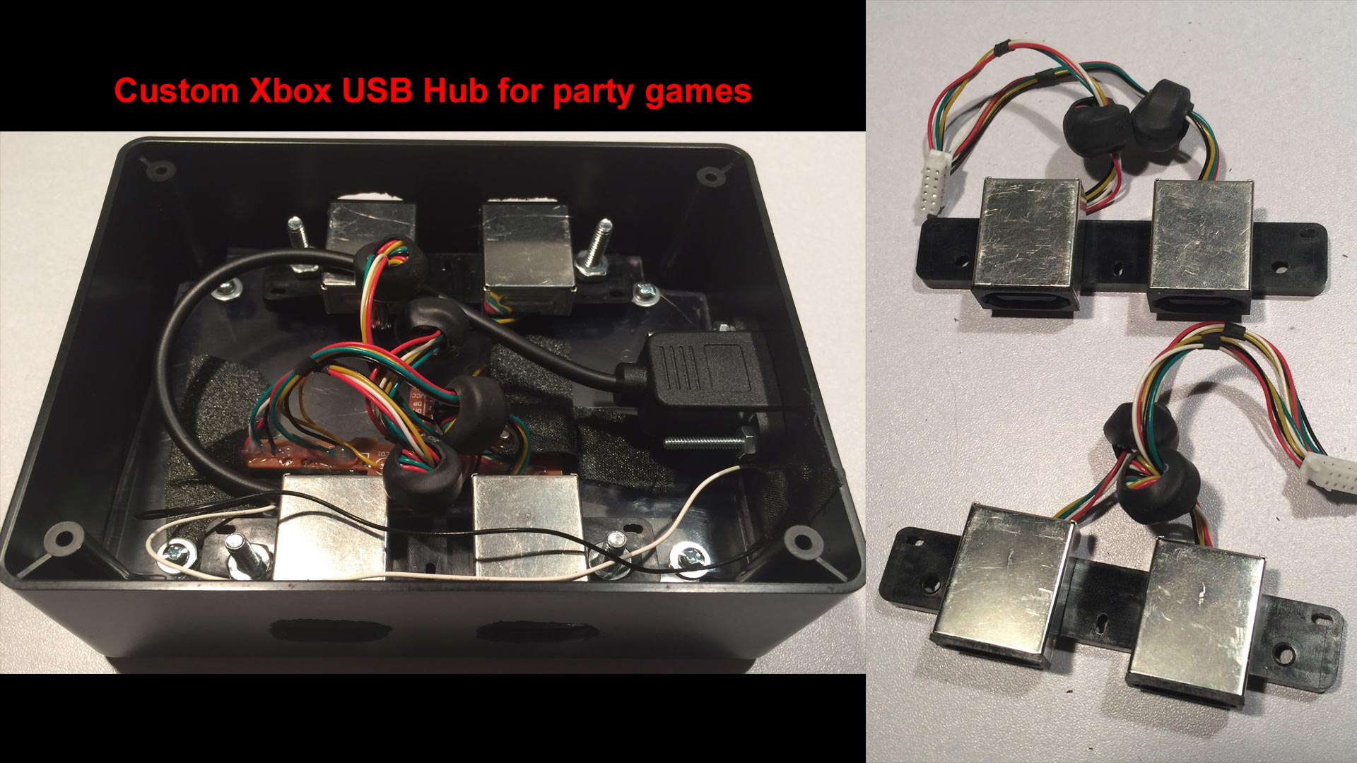 Custom Xbox USB Hub for party games.