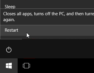 Windows 10 - Restarting the computer.
