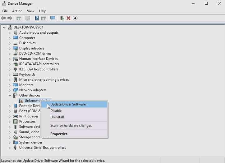 XBCD - Device Manager - Update driver.