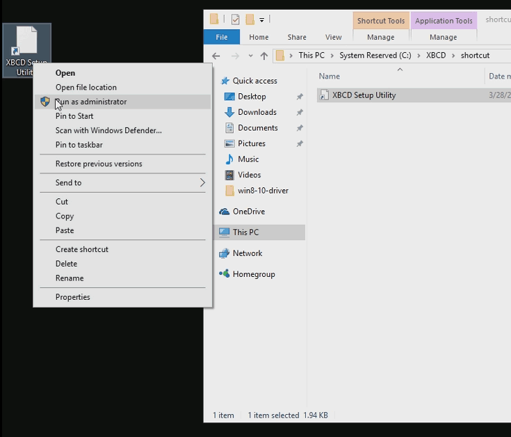 XBCD - Shortcut and launching