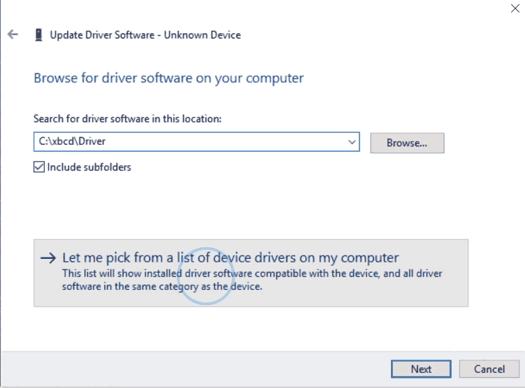 XBCD - v2 - Specify location of driver.