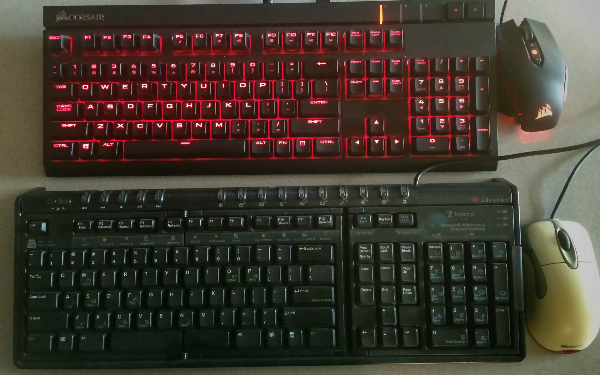 Ideazon Z-Board 2001 and Corsair Strafe 2016