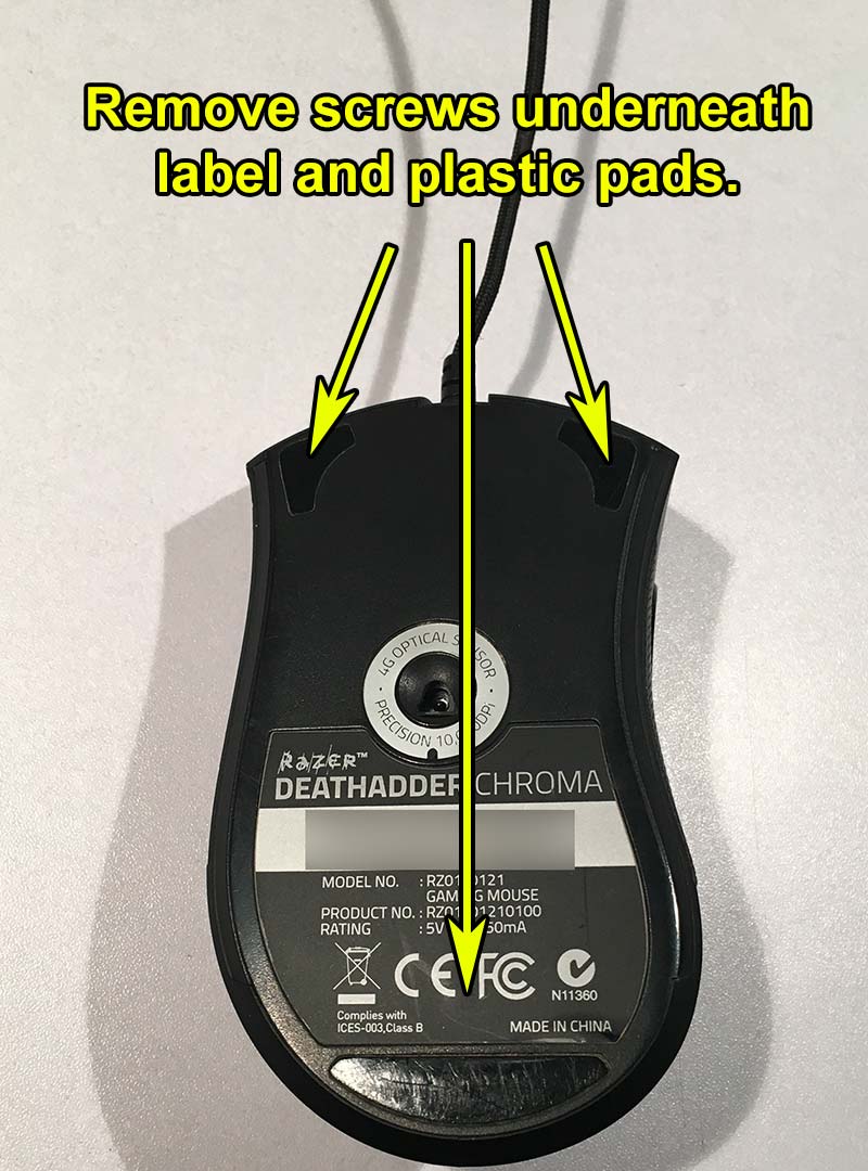 Razer disassembly - remove the screws.