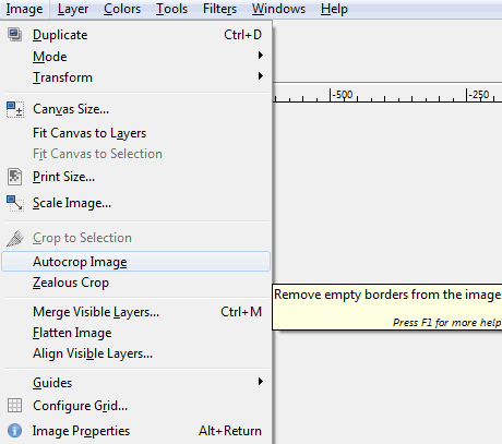 Autocrap image within GIMP 