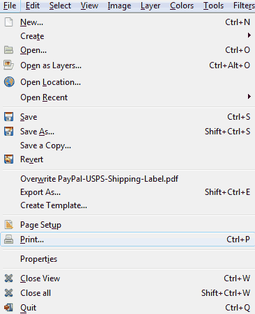 File and print within GIMP.