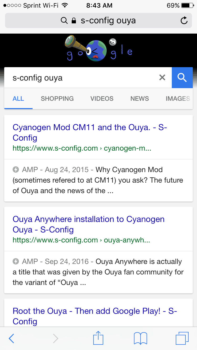 How search results look when AMP is enabled.