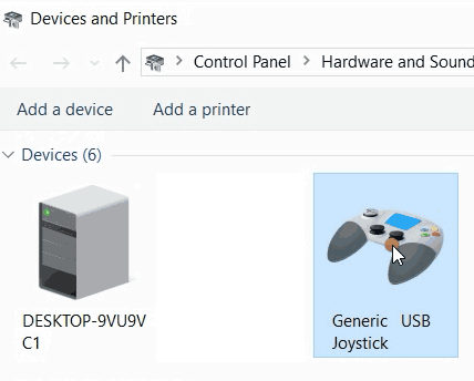 Zero Delay Joystick Encoder board - Devices and Printers.