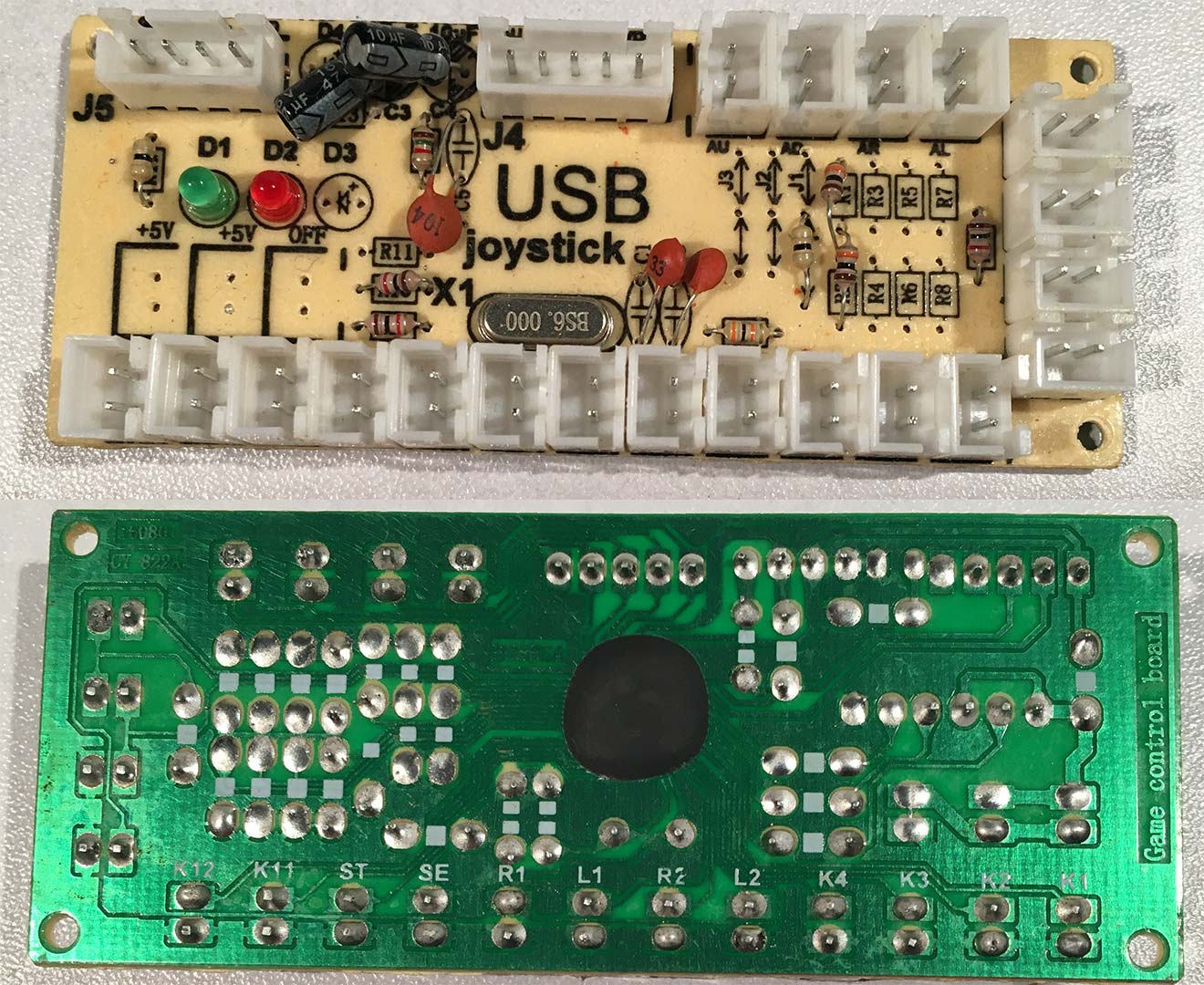 Joystick encoder board front and back.