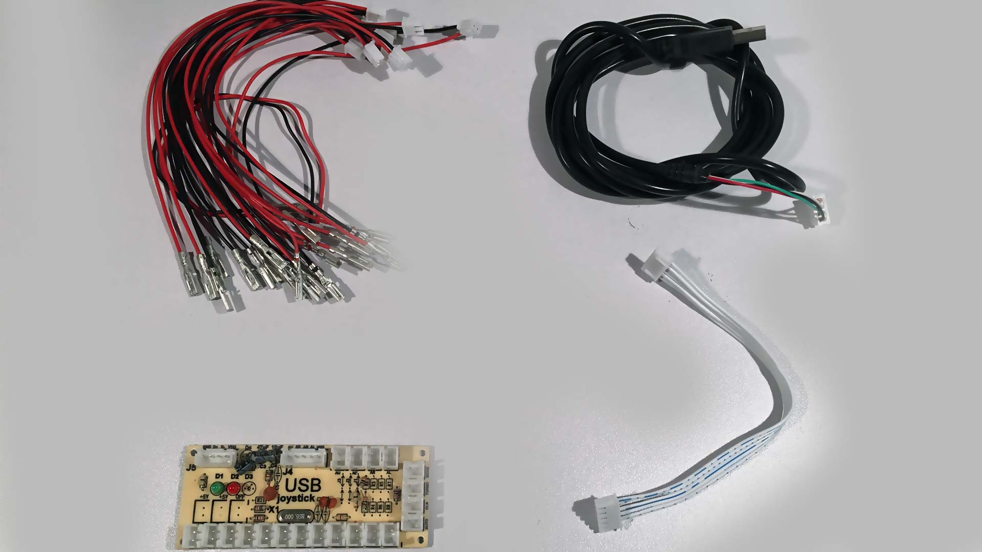 zero delay joystick encoder board and cables.