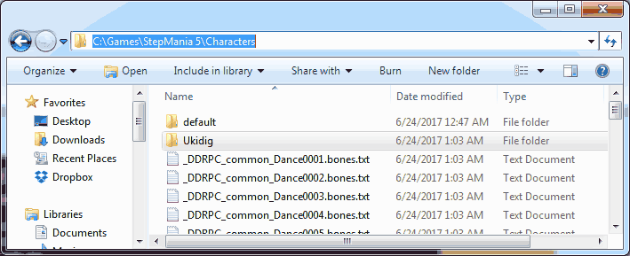 Manual Installation of Stepmania Characters - Directory