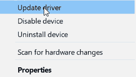 Device Manager - Update Driver.