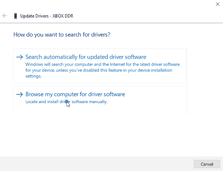 device manager - browse for the driver.