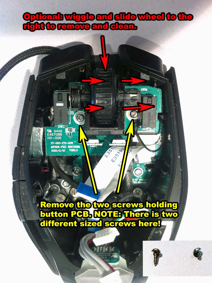 Corsair M65 Pro Disassembly - Removing mouse wheel and switch PCB