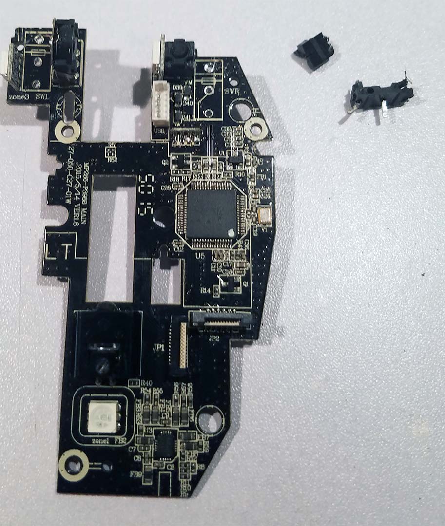 Corsair Scimitar mainboard repair - removed mouse switches.