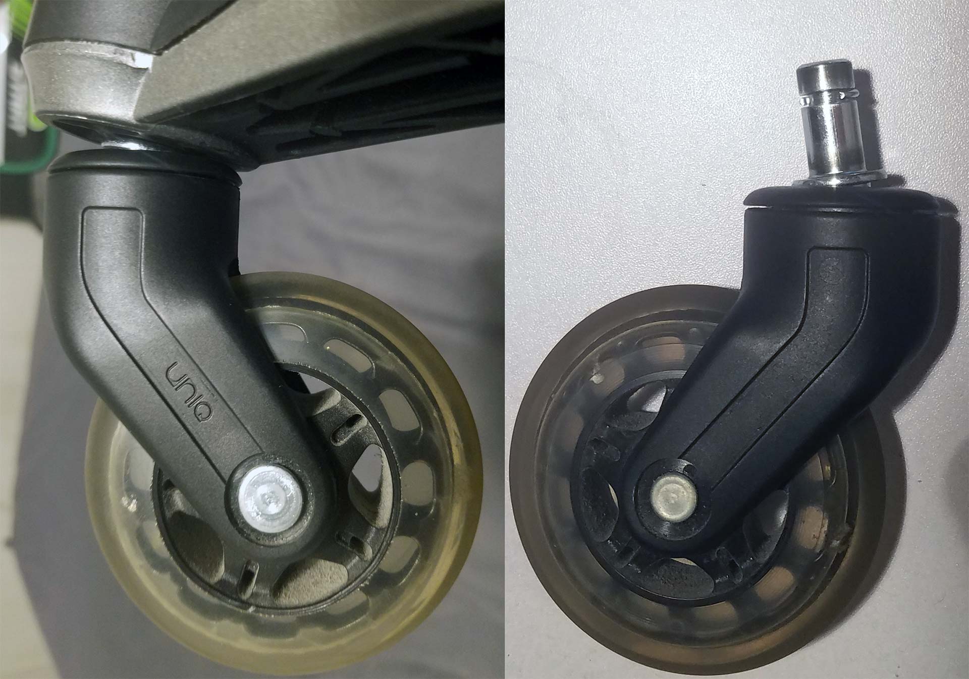 Bent chair stems - uniq wheels damage report.