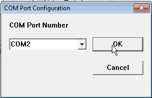 AXMR2W Configuration Utility - Choosing Virtuial Com Port.