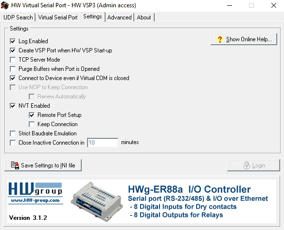 HW-VSP3 Settings tab.