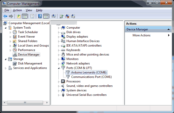 Arduino in Device Manager