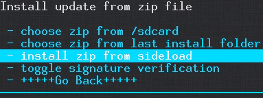 ClockWorkMOD - Install zip from sideload.