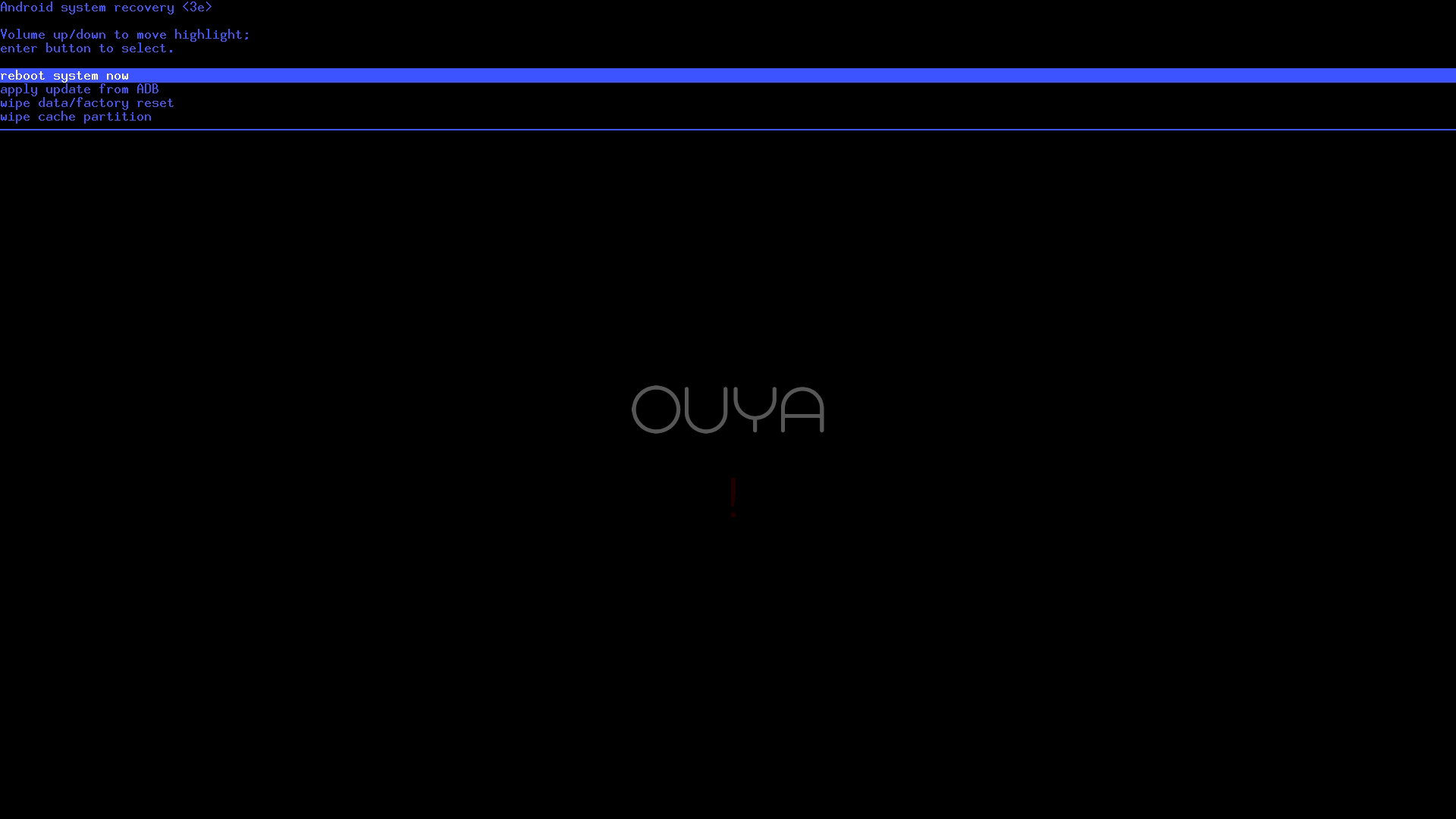 Stock Ouya Recovery Screen