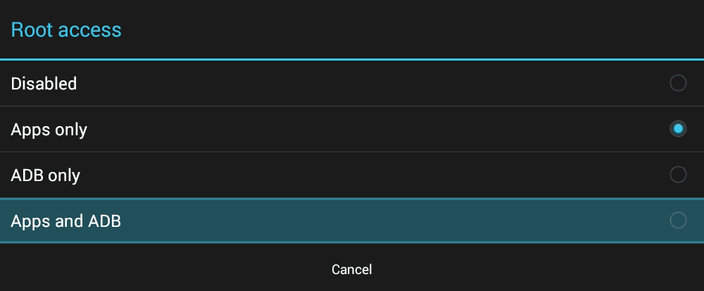 Lineage - Setting Root Access Levels.