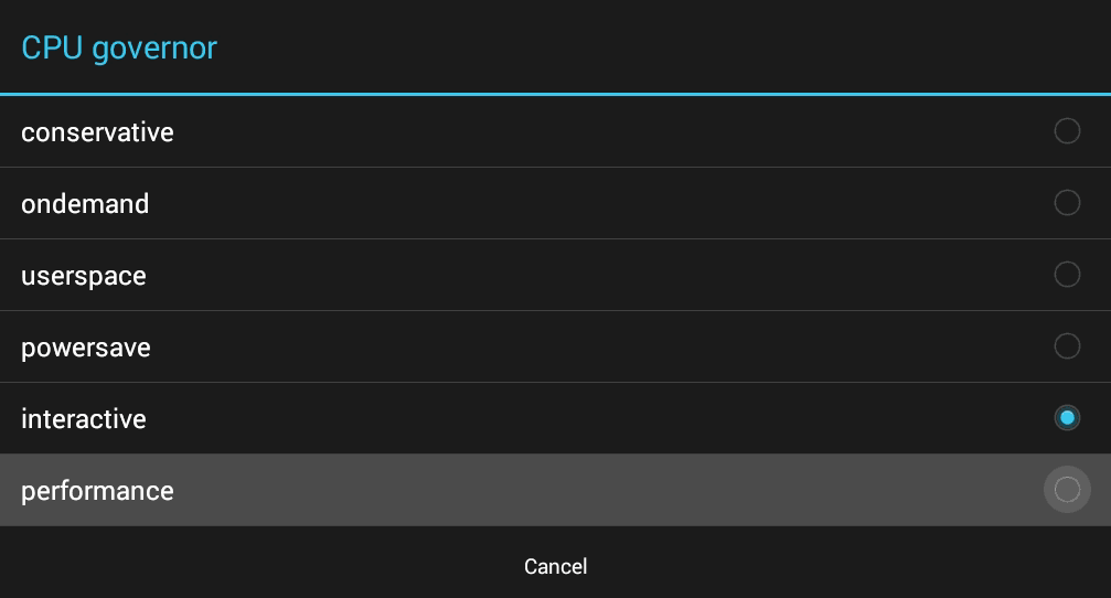 Lineage - CPU Governor settings.