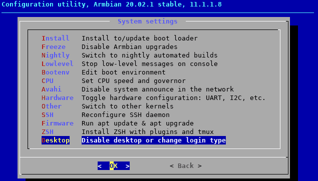 Enable desktop in Armbian.