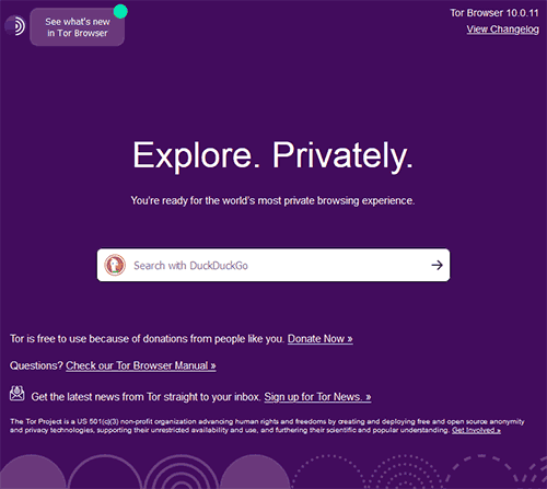 Tor welcome page.