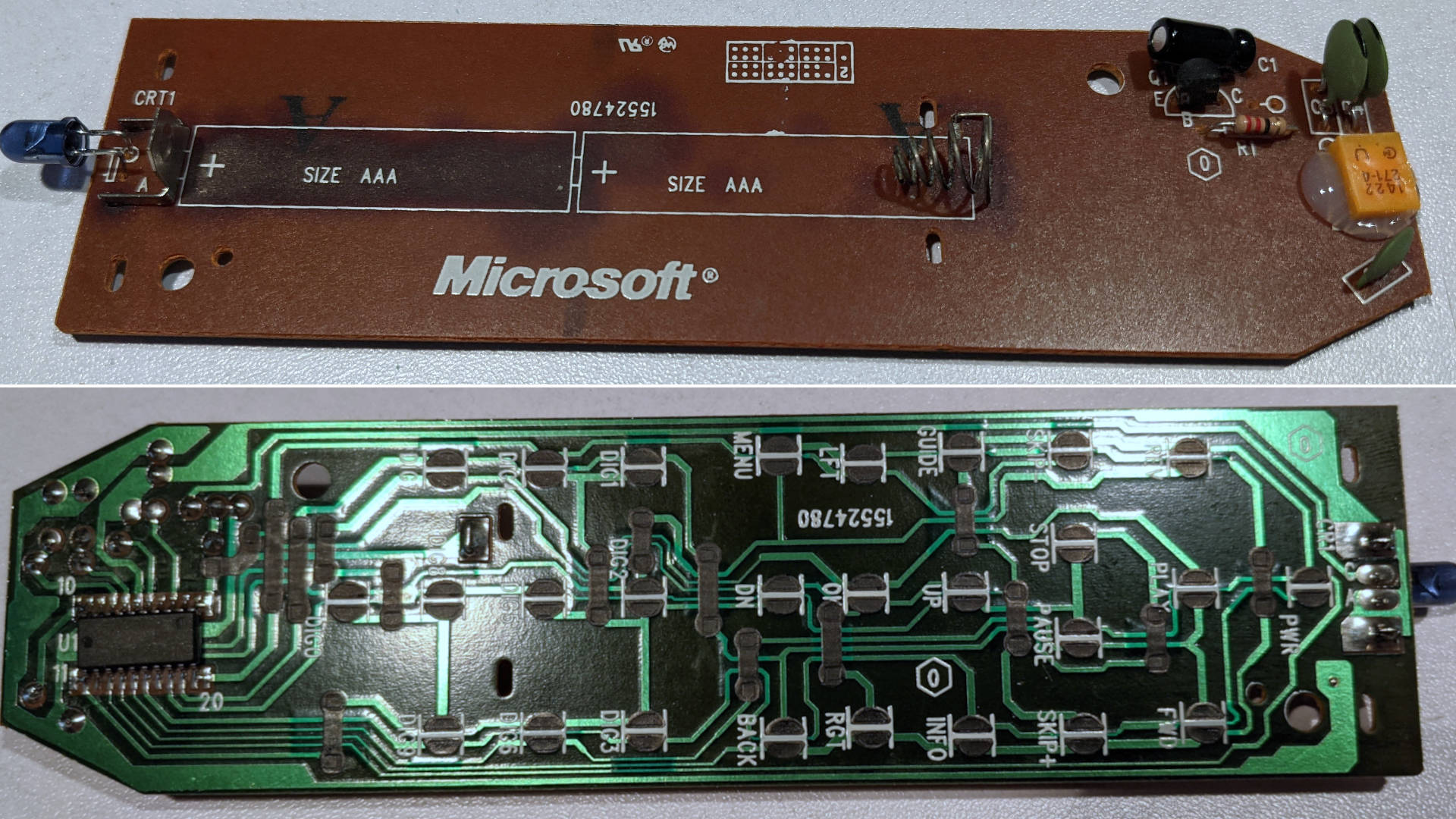 PCB Cleaned on Xbox Original DVD Remote.