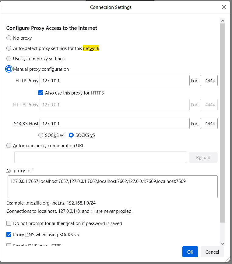 Network settings for I2P.