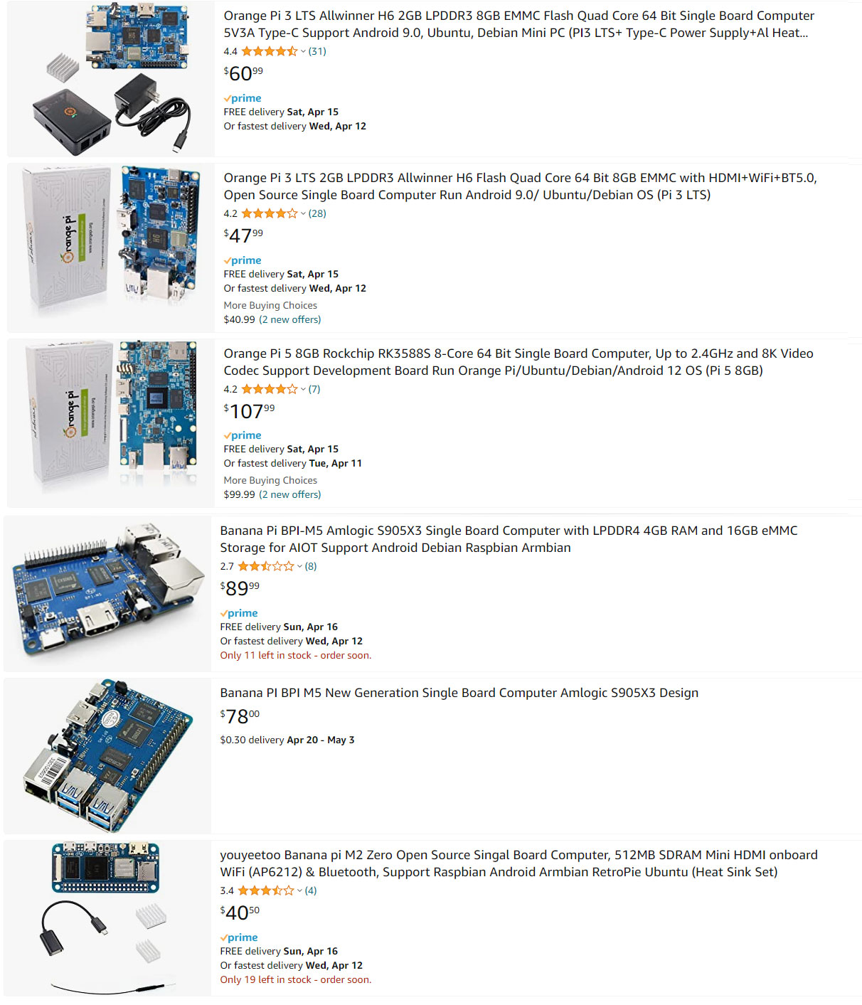 Other Pi prices from amazon.