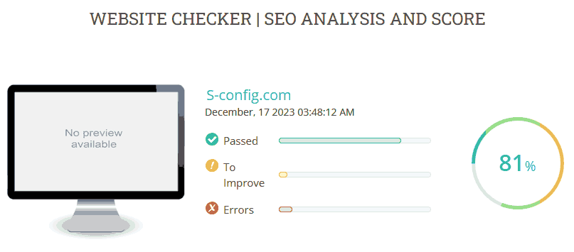 Garbage SEO analysis of S-Config.com