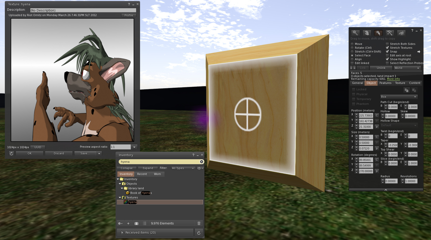 Apply a texture to one face of the prim.