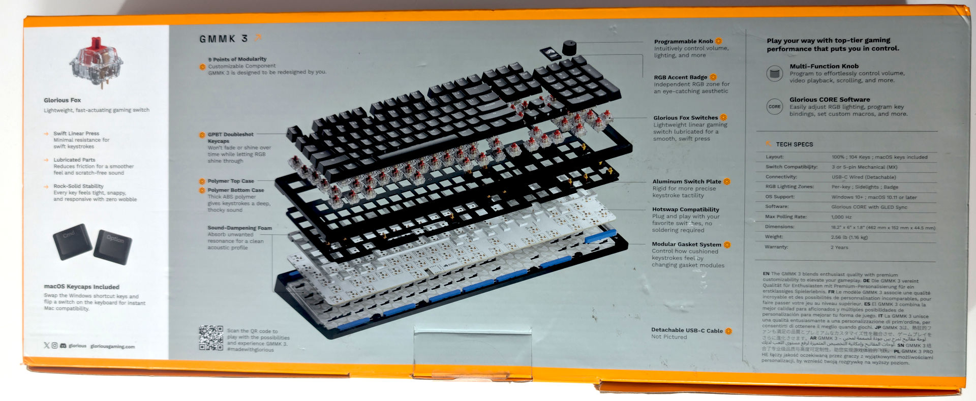 Glorius back of the unboxing.