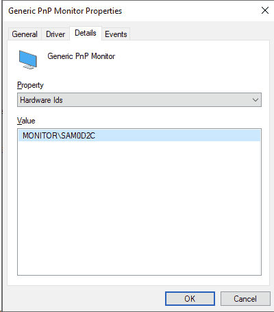 Hardware ID's within Generic UPNP Monitors.