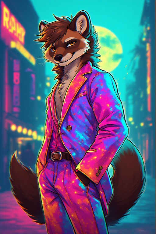 AI Retrowave Pine Martin Generated.